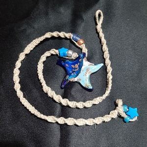 ☆ Handmade Star Beaded Woven Knot Hemp String Cord Necklace ☆
